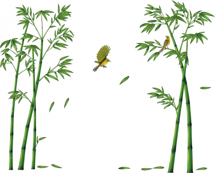 Sticker Autocolant Decorativ Perete/Mobila Model Bambus si Pasari Colibry, Dimensiuni 295x165 cm, Luxer, stickere perete decorative autocolant natura pentru copii adulti emag jumbo hornach leroy jysk ieftine luxer [12]