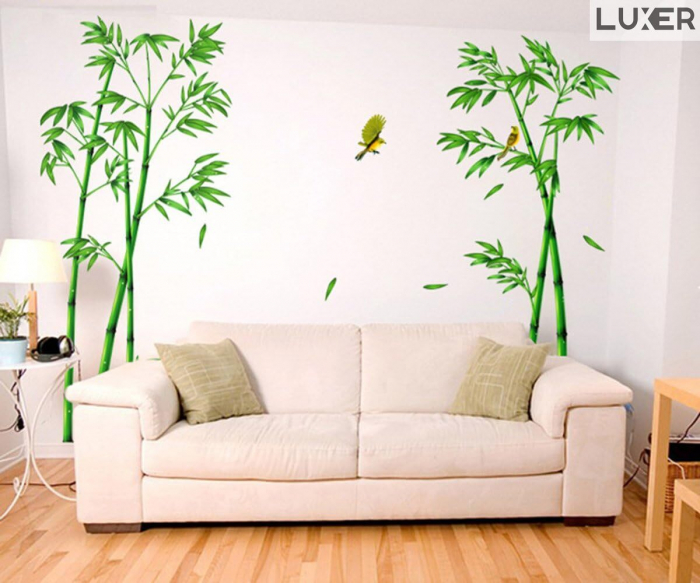 Sticker Autocolant Decorativ Perete/Mobila Model Bambus si Pasari Colibry, Dimensiuni 295x165 cm, Luxer, stickere perete decorative autocolant natura pentru copii adulti emag jumbo hornach leroy jysk ieftine luxer [4]
