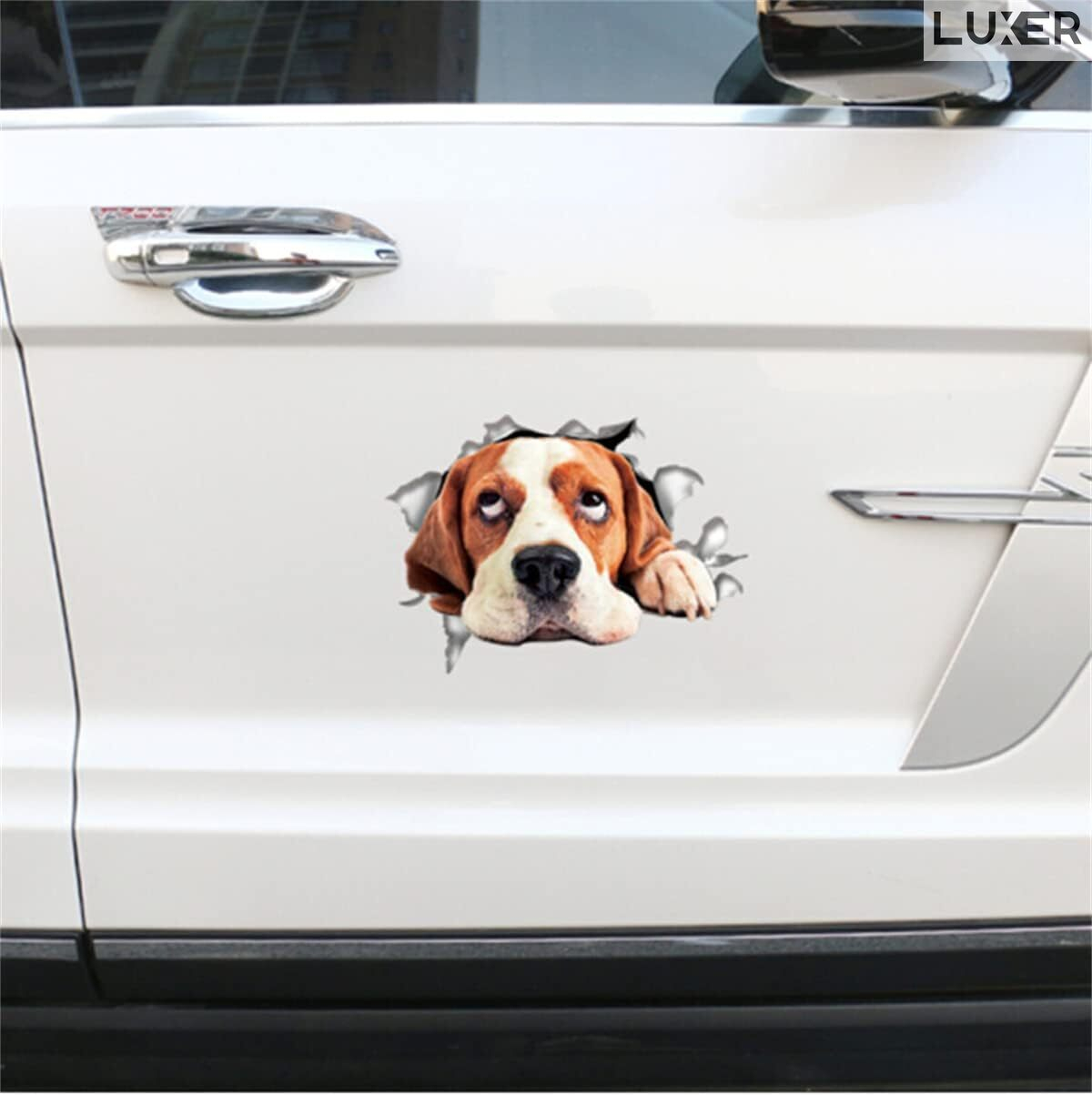 Sticker Decorativ Autoadeziv cu efect 3D, Model: Sad Beagle, pentru Perete/Mobila/Masina, Autocolant, Sticker Auto, Dimensiuni: 21x15 cm, Luxer [5]