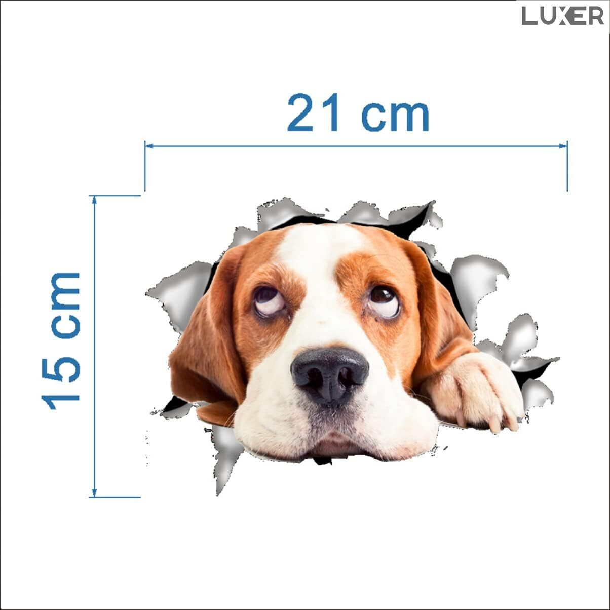 Sticker Decorativ Autoadeziv cu efect 3D, Model: Sad Beagle, pentru Perete/Mobila/Masina, Autocolant, Sticker Auto, Dimensiuni: 21x15 cm, Luxer [7]