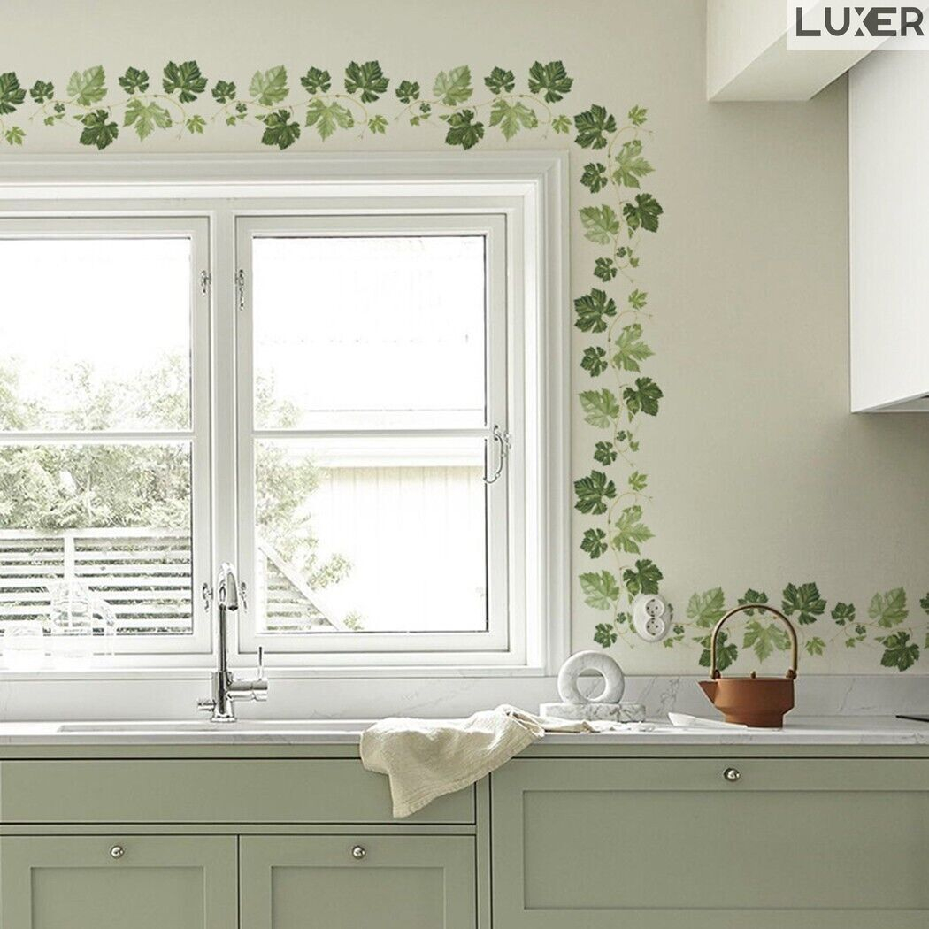 Sticker Decorativ Autoadeziv pentru Perete/ Mobila / Geam cu Model Floral : Green Leaf, Multisuprafete, Dimensiuni: 58x14 cm, Dedeman, Leroy, Jysk, Luxer [3]
