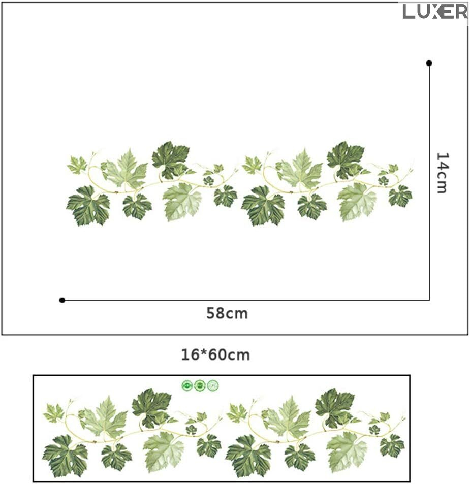 Sticker Decorativ Autoadeziv pentru Perete/ Mobila / Geam cu Model Floral : Green Leaf, Multisuprafete, Dimensiuni: 58x14 cm, Dedeman, Leroy, Jysk, Luxer [6]