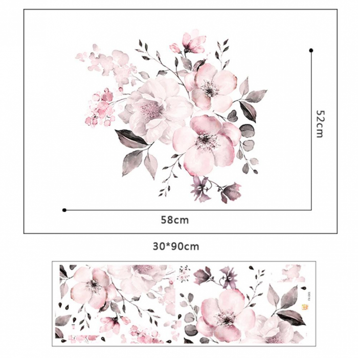 Sticker decorativ cu Flori de Cires Luxer, Autocolant Cherry Blossom, 58x52 cm, stickere perete flori mici, flori de cires 3d fete leroy merlin emag dedeman Luxer [11]