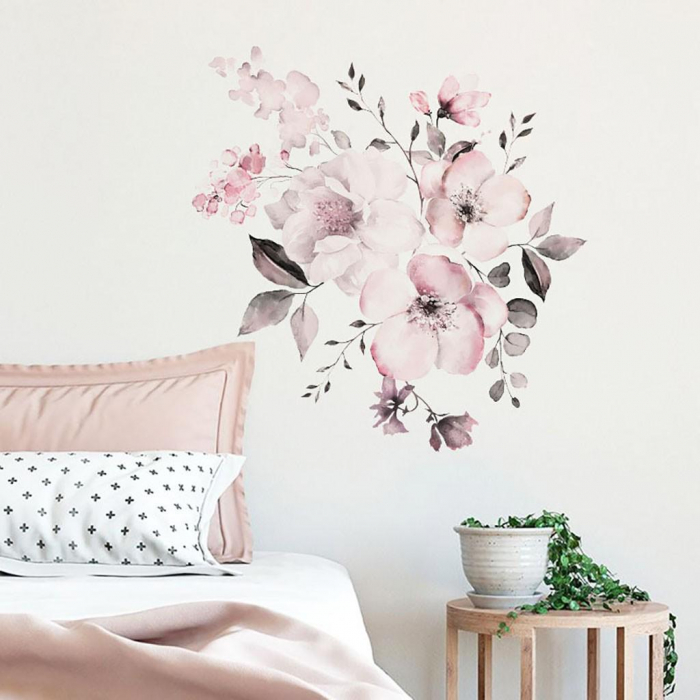Sticker decorativ cu Flori de Cires Luxer, Autocolant Cherry Blossom, 58x52 cm, stickere perete flori mici, flori de cires 3d fete leroy merlin emag dedeman Luxer [7]