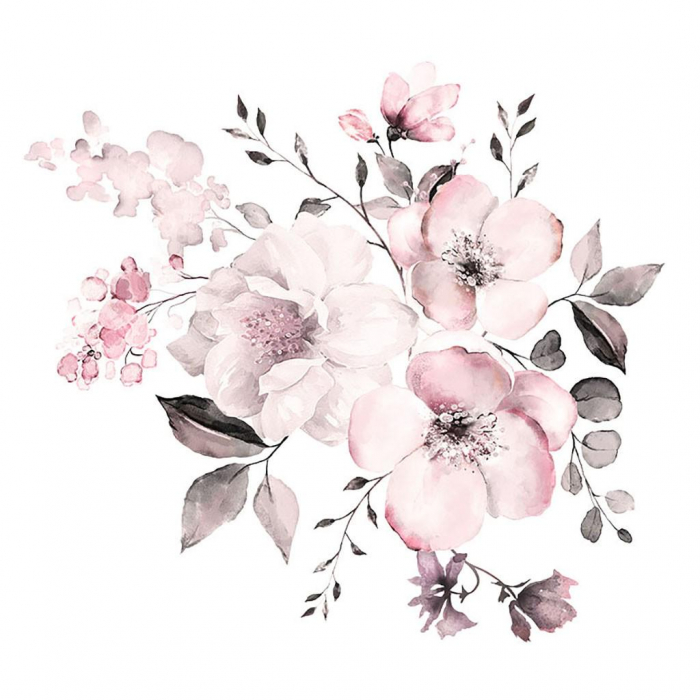 Sticker decorativ cu Flori de Cires Luxer, Autocolant Cherry Blossom, 58x52 cm, stickere perete flori mici, flori de cires 3d fete leroy merlin emag dedeman Luxer [9]