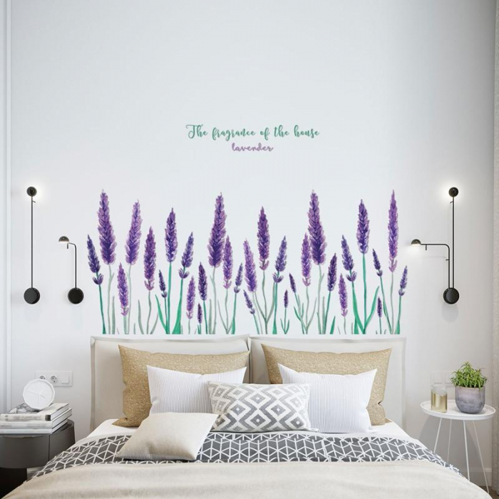Sticker decorativ cu Flori de Lavanda Luxer, Autocolant Purple Lavander, stickere decorative copii adulti personalizat dormitor floral lavanda bucatarie living dedeman jumbo leroy merlin luxer ieftin [1]