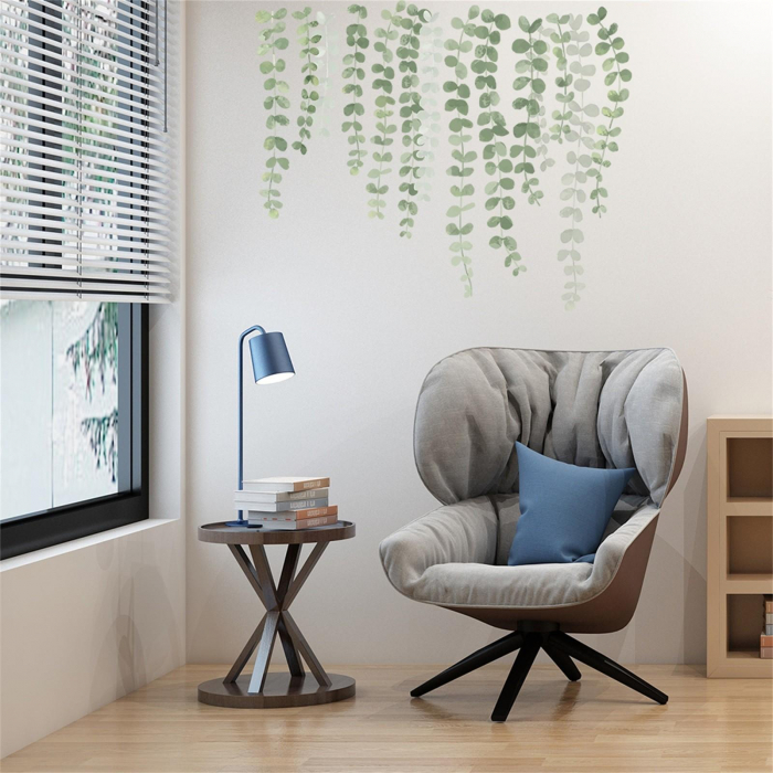 Sticker Decorativ cu Frunze de Eucalipt Luxer, Autocolant perete pentru copii Eucalyptus Leaves, 55x45 cm, stickere perete dedeman flori personalizat pepco emag personalizate ieftine natura plante exotice merlin mickey mouse autocolante pentru sufragerie living luxer [2]