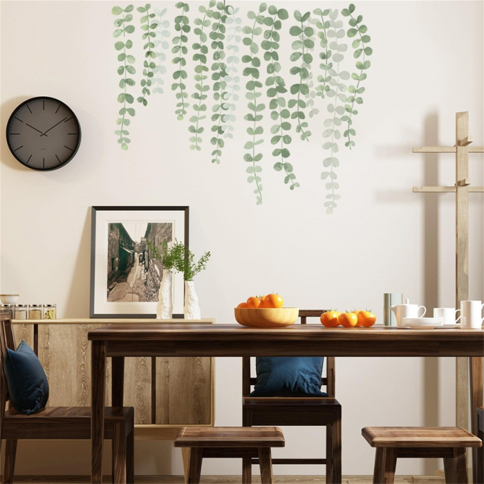 Sticker Decorativ cu Frunze de Eucalipt Luxer, Autocolant perete pentru copii Eucalyptus Leaves, 55x45 cm, stickere perete dedeman flori personalizat pepco emag personalizate ieftine natura plante exotice merlin mickey mouse autocolante pentru sufragerie living luxer [1]
