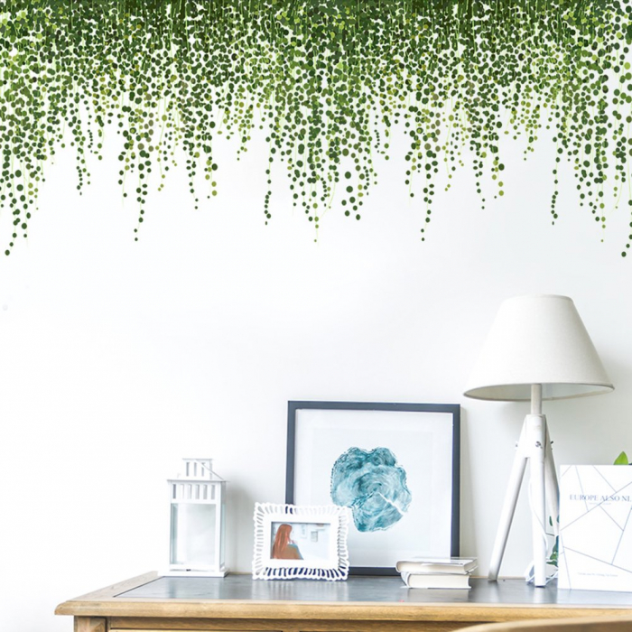 Sticker Decorativ cu Frunze de Iedera Curgatoare Luxer, Autocolant perete Hanging Ivy, 70x30 cm, stickere perete dedeman flori personalizat pepco emag personalizate ieftine natura plante exotice merlin mickey mouse autocolante pentru sufragerie living luxer [2]