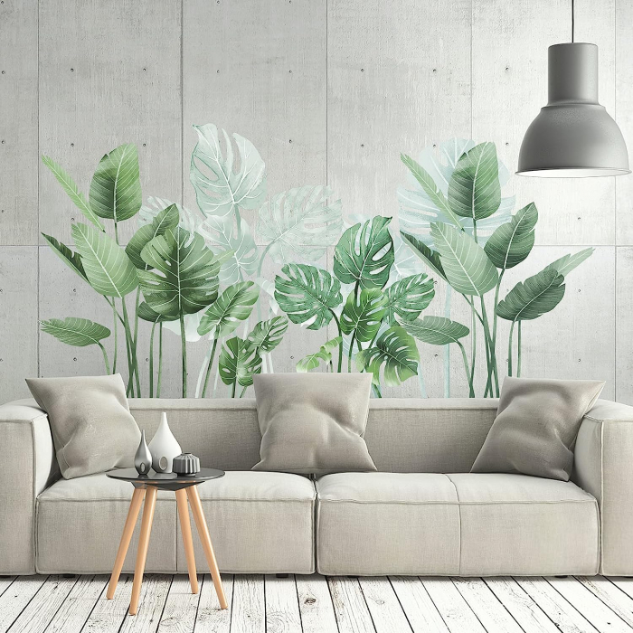 Sticker Decorativ cu Frunze de Philodendron Luxer, Autocolant perete Philodendron cu frunza rupta, 105x52 cm, stickere perete dedeman flori personalizat pepco emag personalizate ieftine natura plante exotice merlin mickey mouse autocolante pentru sufragerie living luxer [3]