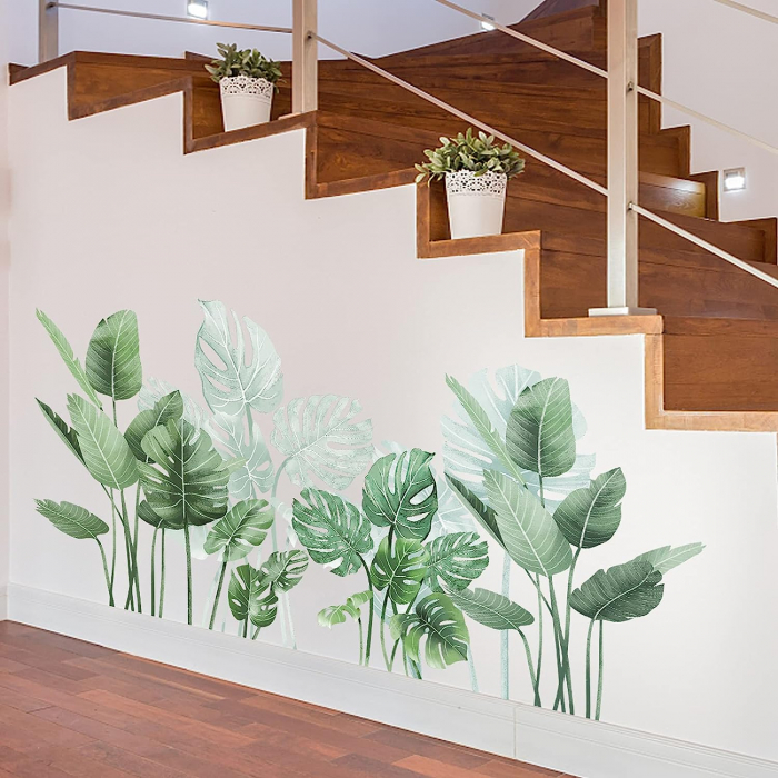 Sticker Decorativ cu Frunze de Philodendron Luxer, Autocolant perete Philodendron cu frunza rupta, 105x52 cm, stickere perete dedeman flori personalizat pepco emag personalizate ieftine natura plante exotice merlin mickey mouse autocolante pentru sufragerie living luxer [9]