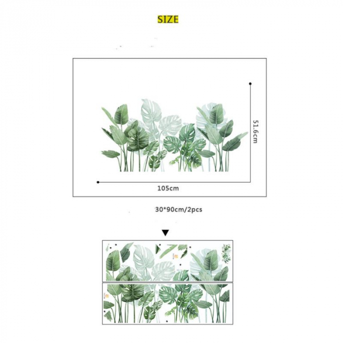 Sticker Decorativ cu Frunze de Philodendron Luxer, Autocolant perete Philodendron cu frunza rupta, 105x52 cm, stickere perete dedeman flori personalizat pepco emag personalizate ieftine natura plante exotice merlin mickey mouse autocolante pentru sufragerie living luxer [13]
