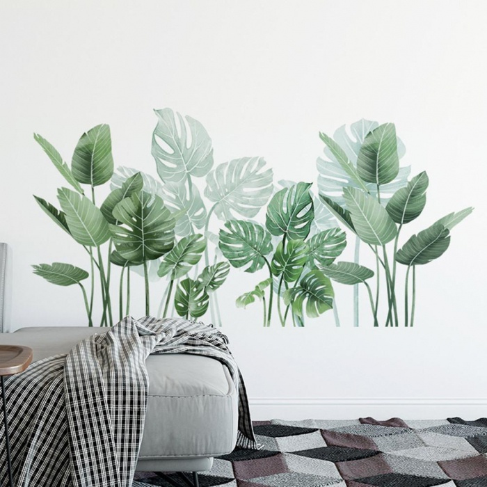 Sticker Decorativ cu Frunze de Philodendron Luxer, Autocolant perete Philodendron cu frunza rupta, 105x52 cm, stickere perete dedeman flori personalizat pepco emag personalizate ieftine natura plante exotice merlin mickey mouse autocolante pentru sufragerie living luxer [7]