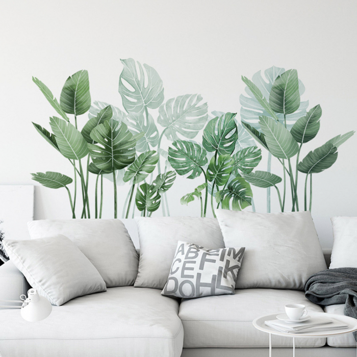 Sticker Decorativ cu Frunze de Philodendron Luxer, Autocolant perete Philodendron cu frunza rupta, 105x52 cm, stickere perete dedeman flori personalizat pepco emag personalizate ieftine natura plante exotice merlin mickey mouse autocolante pentru sufragerie living luxer [2]