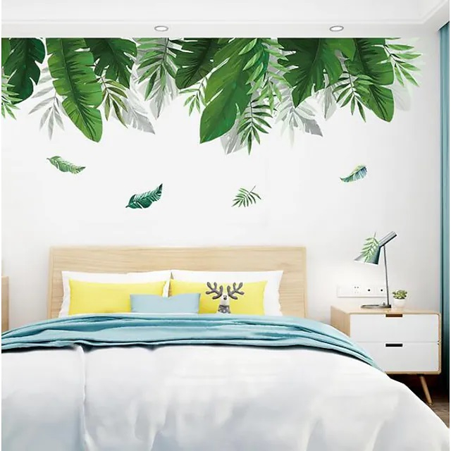 Sticker decorativ cu Frunze Exotice Luxer, Autocolant Exotic Leaves, 150x35 cm, stickere decorative autocolant natura exotic dedeman jumbo luxer padure amazoniana [3]