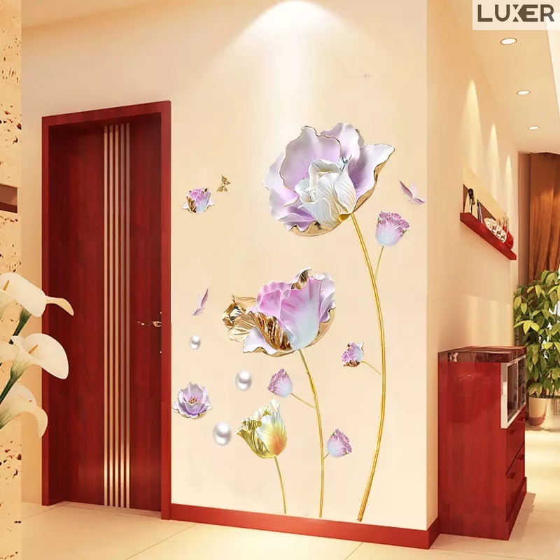Sticker Decorativ Cu Model Floral pentru Design Interior Cryogenic Roses, Autoadeziv Multisuprafete, Dimensiuni 90x60 cm, Luxer, stickere perete decorative autocolant natura pentru copii adulti emag jumbo hornach leroy jysk ieftine luxer [5]