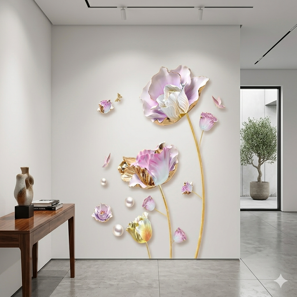 Sticker Decorativ Cu Model Floral pentru Design Interior Cryogenic Roses, Autoadeziv Multisuprafete, Dimensiuni 90x60 cm, Luxer, stickere perete decorative autocolant natura pentru copii adulti emag jumbo hornach leroy jysk ieftine luxer [4]