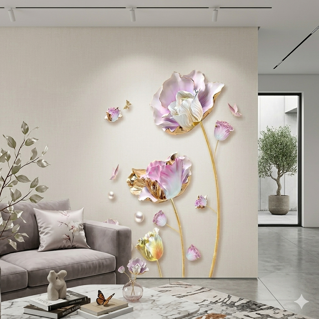 Sticker Decorativ Cu Model Floral pentru Design Interior Cryogenic Roses, Autoadeziv Multisuprafete, Dimensiuni 90x60 cm, Luxer, stickere perete decorative autocolant natura pentru copii adulti emag jumbo hornach leroy jysk ieftine luxer [2]