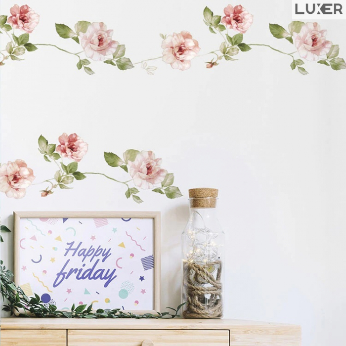 Sticker Decorativ Cu Model Floral Pentru Design Interior Wild Roses, Autoadeziv Multisuprafete, Dimensiuni 100x17.5 cm, Luxer [4]