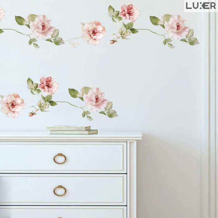 Sticker Decorativ Cu Model Floral Pentru Design Interior Wild Roses, Autoadeziv Multisuprafete, Dimensiuni 100x17.5 cm, Luxer [2]
