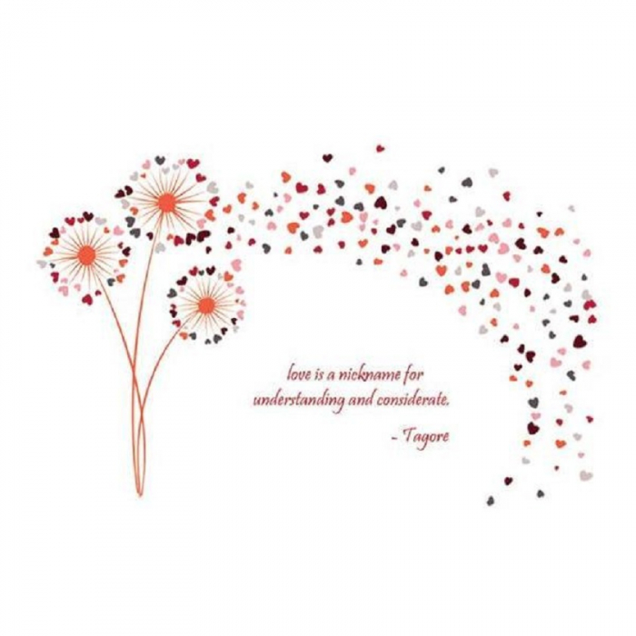 Sticker decorativ cu Papadii si inimioare Luxer, Autocolant cu mesaj motivational, Portocaliu, 135x82 cm, stickere decorative perete dormitor papadii dedeman jumbo luxer ieftin floral [6]