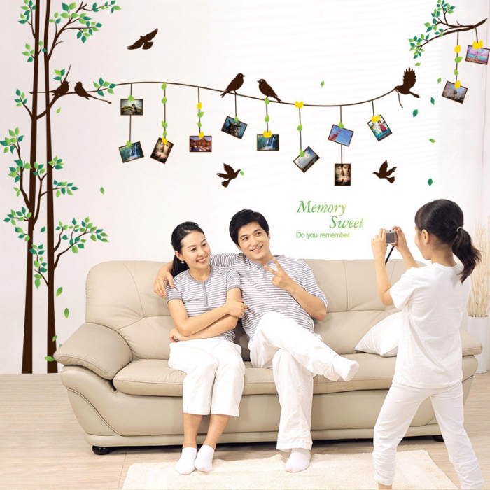 Sticker decorativ de perete cu 7 rame foto Luxer, Copacul cu amintiri, Autocolant, 120X100 cm, stickere perete autoadezive autocolante pentru copii rame fotografii oerete foto copac cu poze emag dedeman [5]