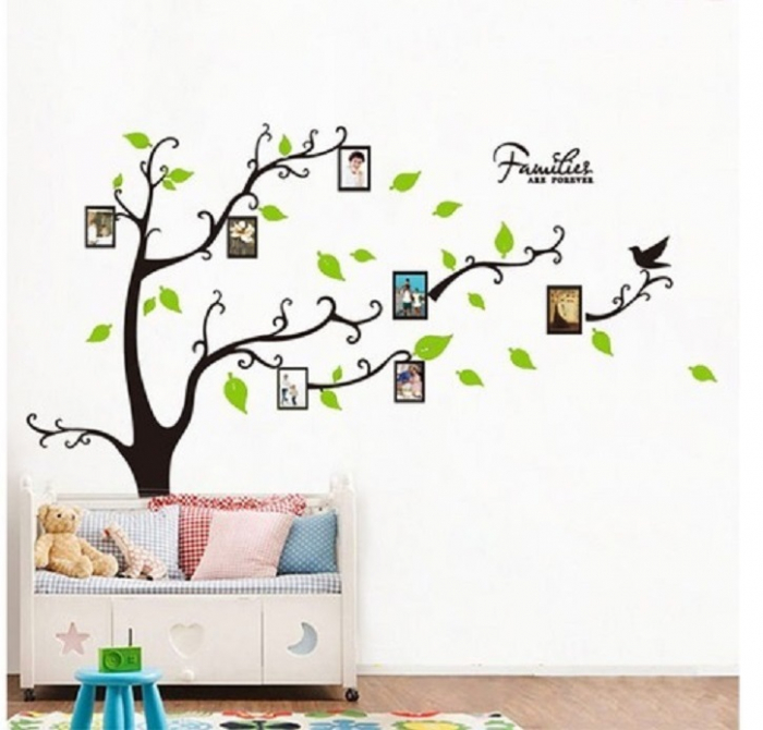 Sticker decorativ de perete cu 7 rame foto Luxer, Copacul cu amintiri, Autocolant, 120X100 cm, stickere perete autoadezive autocolante pentru copii rame fotografii oerete foto copac cu poze emag dedeman [1]