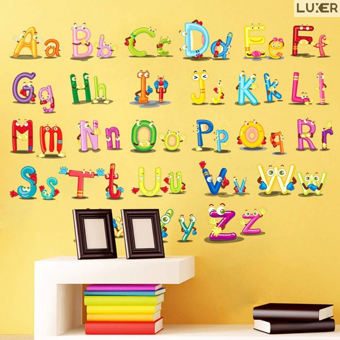 Sticker Decorativ Educativ Pentru Camera Copilului sau Sala de Clasa, Model: Literele Alfabetului, Autoadeziv Multisuprafete, Dimensiuni 90x30 cm, Luxer, stickere decorative autocolante perete pentru coipii emag jumbo honrbach jysk luxer [2]