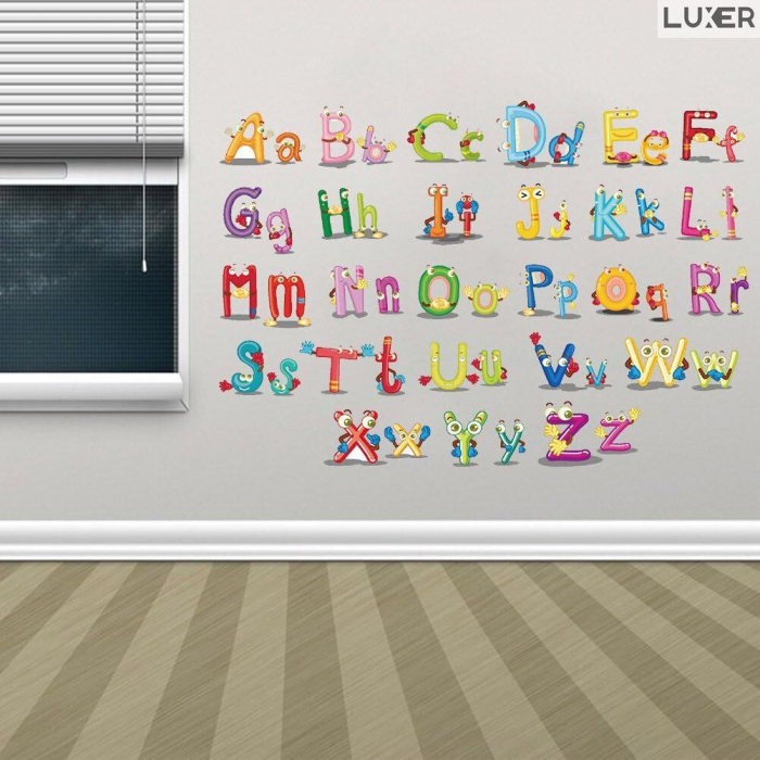 Sticker Decorativ Educativ Pentru Camera Copilului sau Sala de Clasa, Model: Literele Alfabetului, Autoadeziv Multisuprafete, Dimensiuni 90x30 cm, Luxer, stickere decorative autocolante perete pentru coipii emag jumbo honrbach jysk luxer [4]