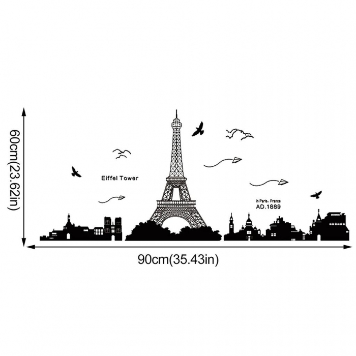 Sticker decorativ Luxer, Autocolant Turnul Eiffel Paris, Negru, 185x70 cm, stickere perete dormitor sufragerie living dedeman pentru birou autoadeziv turnul eiffel tower ieftin jumbo luxer [14]