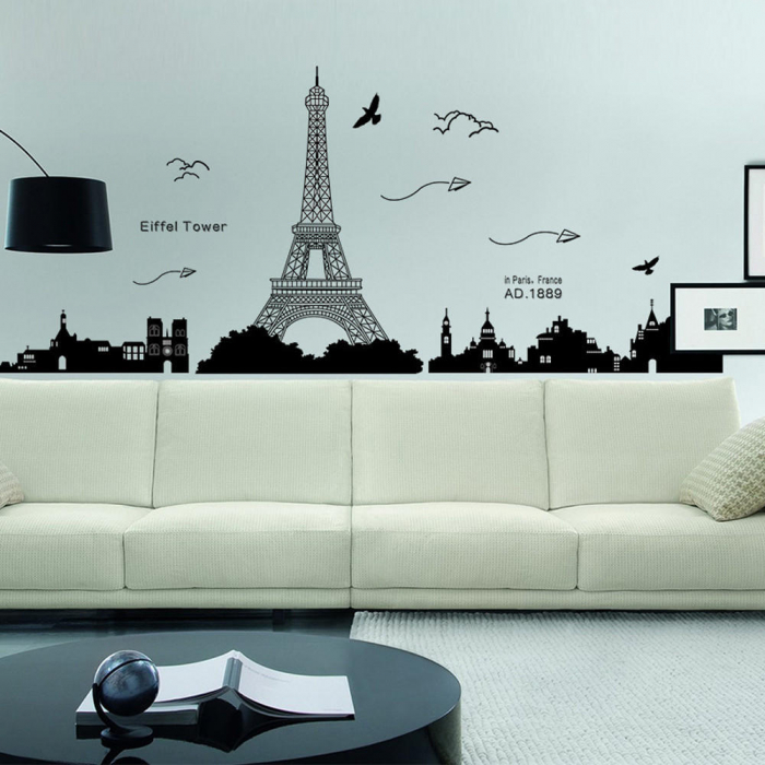 Sticker decorativ Luxer, Autocolant Turnul Eiffel Paris, Negru, 185x70 cm, stickere perete dormitor sufragerie living dedeman pentru birou autoadeziv turnul eiffel tower ieftin jumbo luxer [9]