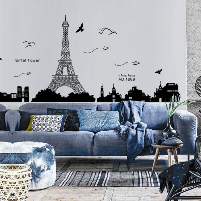 Sticker decorativ Luxer, Autocolant Turnul Eiffel Paris, Negru, 185x70 cm, stickere perete dormitor sufragerie living dedeman pentru birou autoadeziv turnul eiffel tower ieftin jumbo luxer [6]