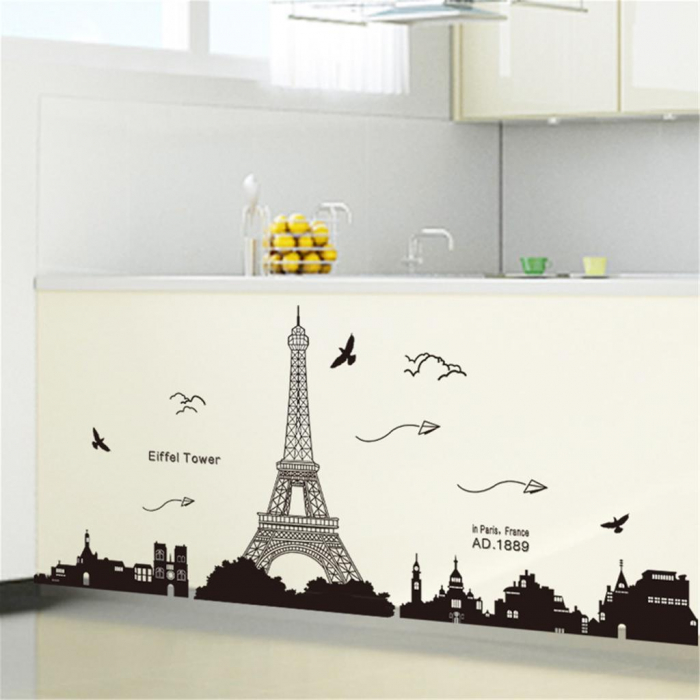 Sticker decorativ Luxer, Autocolant Turnul Eiffel Paris, Negru, 185x70 cm, stickere perete dormitor sufragerie living dedeman pentru birou autoadeziv turnul eiffel tower ieftin jumbo luxer [4]