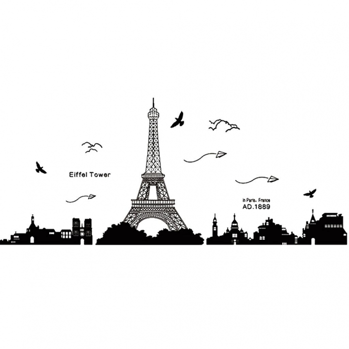 Sticker decorativ Luxer, Autocolant Turnul Eiffel Paris, Negru, 185x70 cm, stickere perete dormitor sufragerie living dedeman pentru birou autoadeziv turnul eiffel tower ieftin jumbo luxer [13]