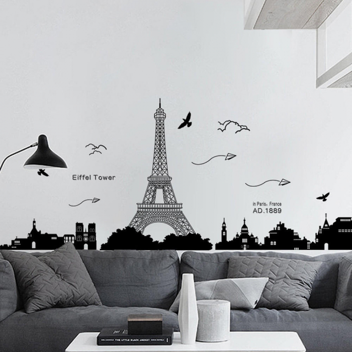 Sticker decorativ Luxer, Autocolant Turnul Eiffel Paris, Negru, 185x70 cm, stickere perete dormitor sufragerie living dedeman pentru birou autoadeziv turnul eiffel tower ieftin jumbo luxer [1]