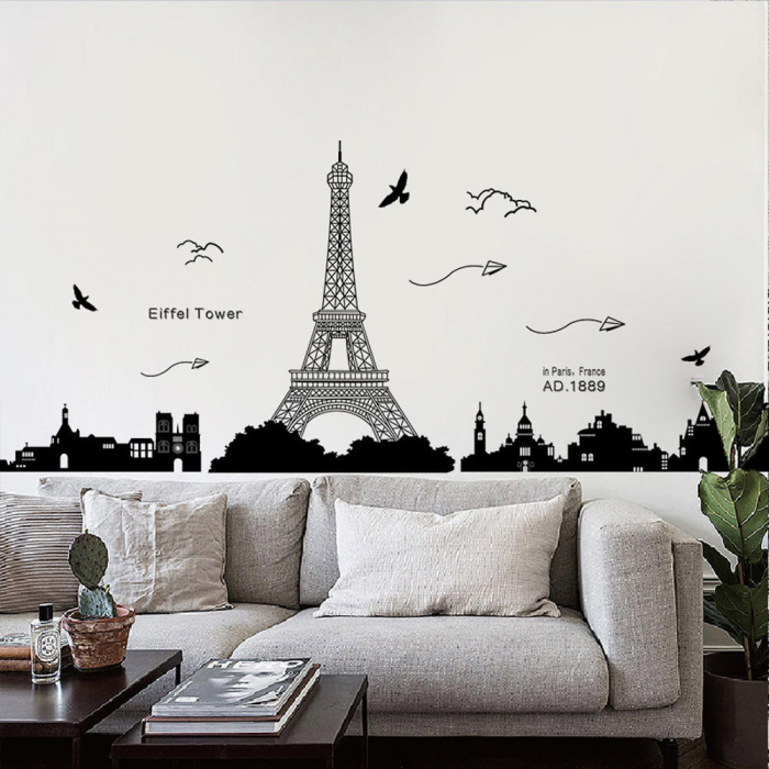 Sticker decorativ Luxer, Autocolant Turnul Eiffel Paris, Negru, 185x70 cm, stickere perete dormitor sufragerie living dedeman pentru birou autoadeziv turnul eiffel tower ieftin jumbo luxer [3]