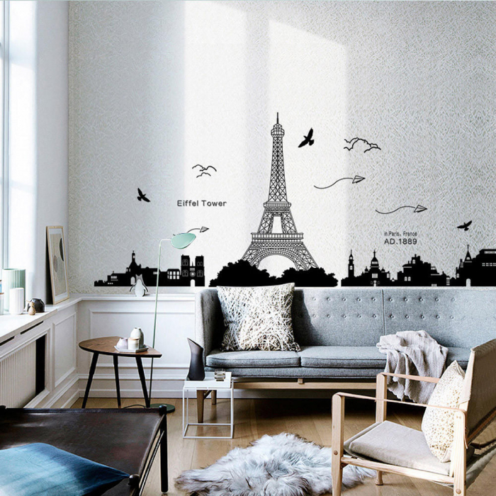 Sticker decorativ Luxer, Autocolant Turnul Eiffel Paris, Negru, 185x70 cm, stickere perete dormitor sufragerie living dedeman pentru birou autoadeziv turnul eiffel tower ieftin jumbo luxer [8]