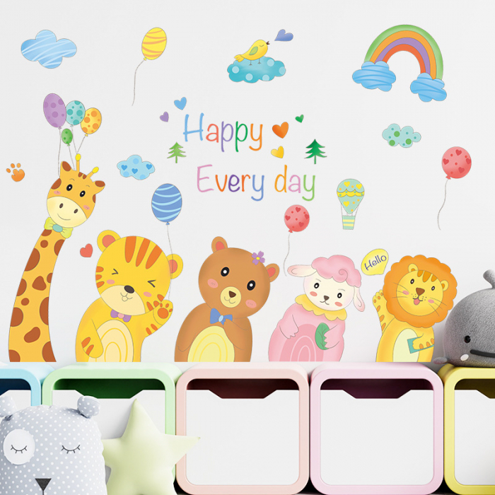 Sticker Decorativ Pentru Camera Copiilor cu 5 Animale Luxer, Autocolant Party cu Animale, 100x50 cm,  stickere perete copii dedeman baieti/fete emag personalizate ieftine animale disney leroy merlin mickey mouse autocolante luxer [3]