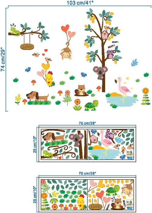 Sticker Decorativ Pentru Camera Copiilor cu Animale si Pasari Luxer, Autocolant Casuta din Copac, 103x74 cm, stickere perete copii dedeman baieti/fete emag personalizate ieftine animale disney leroy merlin mickey mouse autocolante luxer [8]
