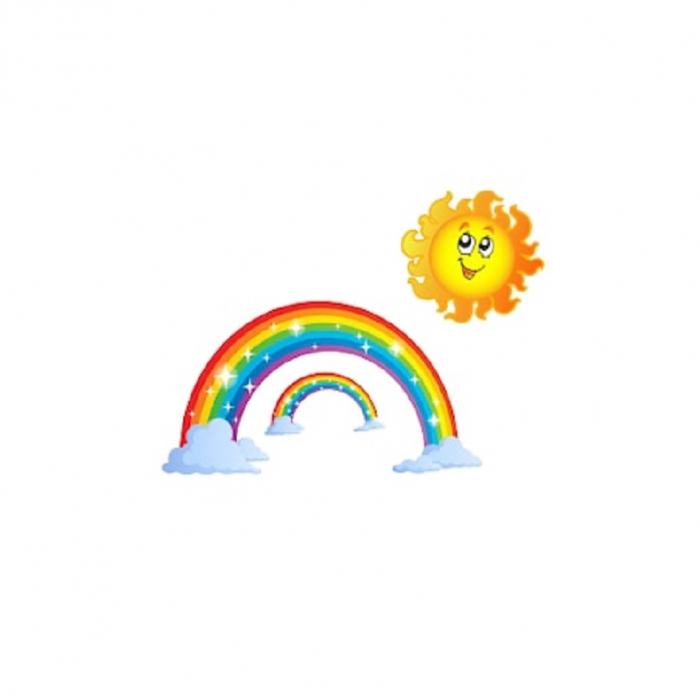 Sticker decorativ pentru copii Luxer, Autocolant Curcubeu si Soare Zambitor, 30x30 cm, stickere copii dedeman baieti leroy merlin norisori bebelusi camera copil [4]