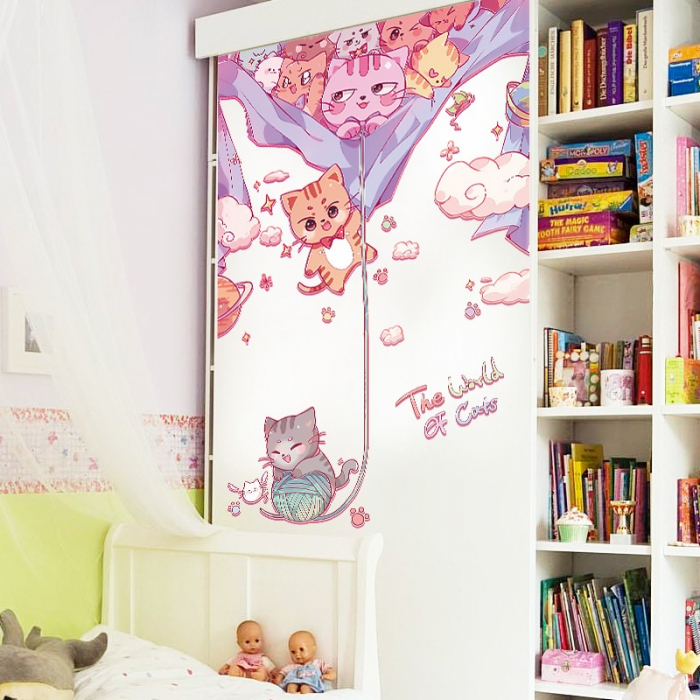 Sticker decorativ pentru usa cu Pisicute Luxer, Autocolant Cat Lover, 103x70 cm, stickere perete copii dedeman animale funny disney nume personalizate bebelusi amuzante [1]