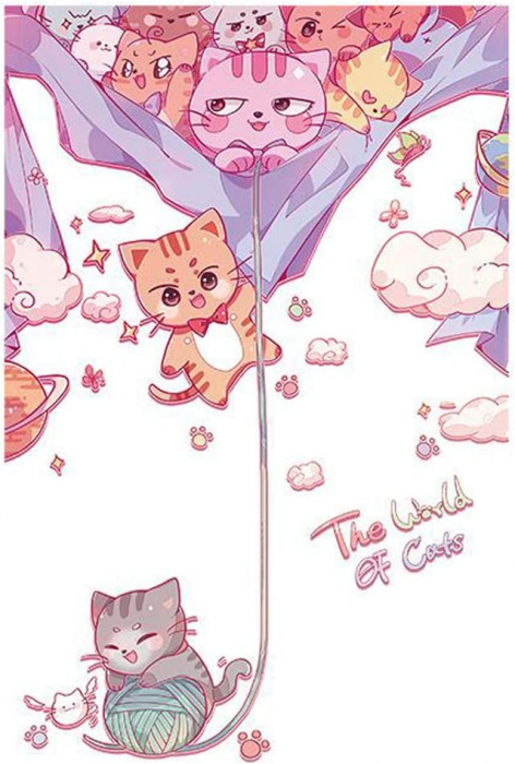 Sticker decorativ pentru usa cu Pisicute Luxer, Autocolant Cat Lover, 103x70 cm, stickere perete copii dedeman animale funny disney nume personalizate bebelusi amuzante [6]