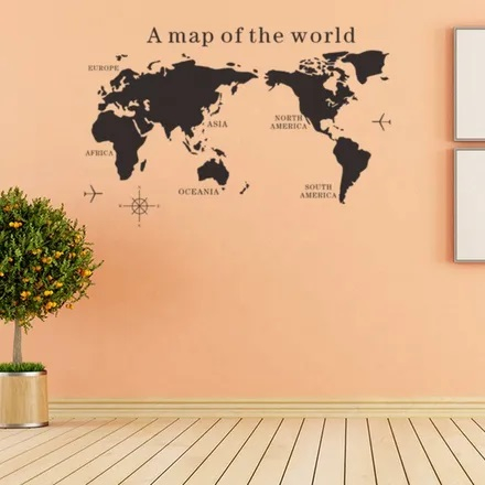 Sticker decorativ autoadeziv hart lumii cu continente pentru perete geamuri dulap pentru copii harti de decor educativ [6]