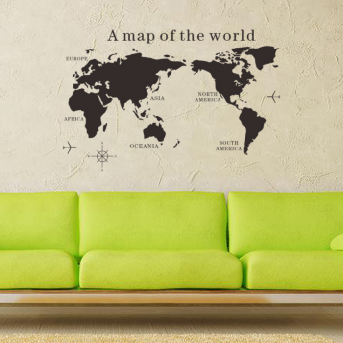 Sticker decorativ autoadeziv hart lumii cu continente pentru perete geamuri dulap pentru copii harti de decor educativ [4]