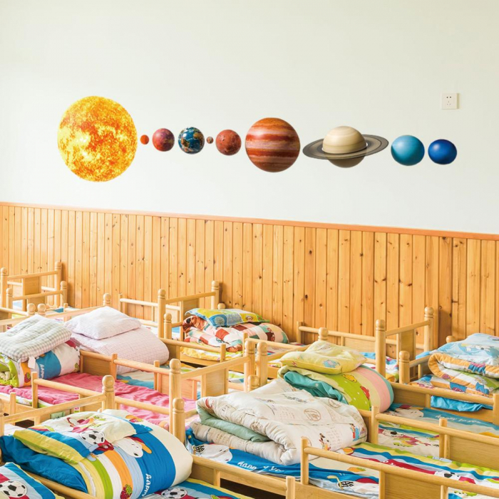 Sticker decorativ autocolant, Sistemul Solar cu 10 planete pentru copii educativ emag gradinita terra [4]