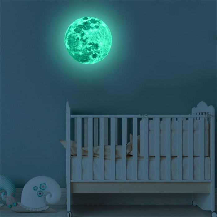Sticker Glow in the dark Luxer, Autocolant Luna Fosforescenta, Verde, 20 cm,  stickere pamant terra pentru perete ieftin dormitor sufragerie autocolant emag luxer dedeman leroy globul pamantesc [3]