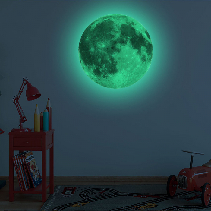 Sticker Glow in the dark Luxer, Autocolant Luna Fosforescenta, Verde, 20 cm,  stickere pamant terra pentru perete ieftin dormitor sufragerie autocolant emag luxer dedeman leroy globul pamantesc [6]