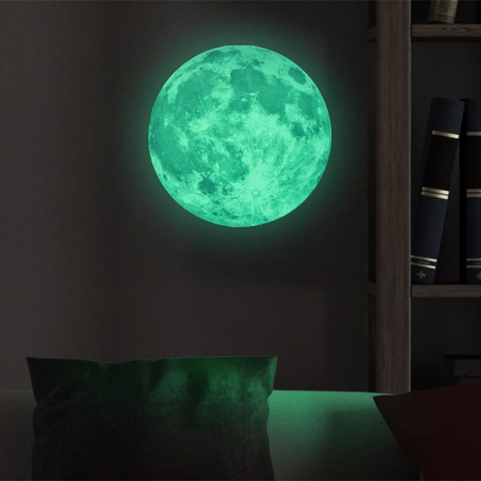 Sticker Glow in the dark Luxer, Autocolant Luna Fosforescenta, Verde, 20 cm,  stickere pamant terra pentru perete ieftin dormitor sufragerie autocolant emag luxer dedeman leroy globul pamantesc [11]