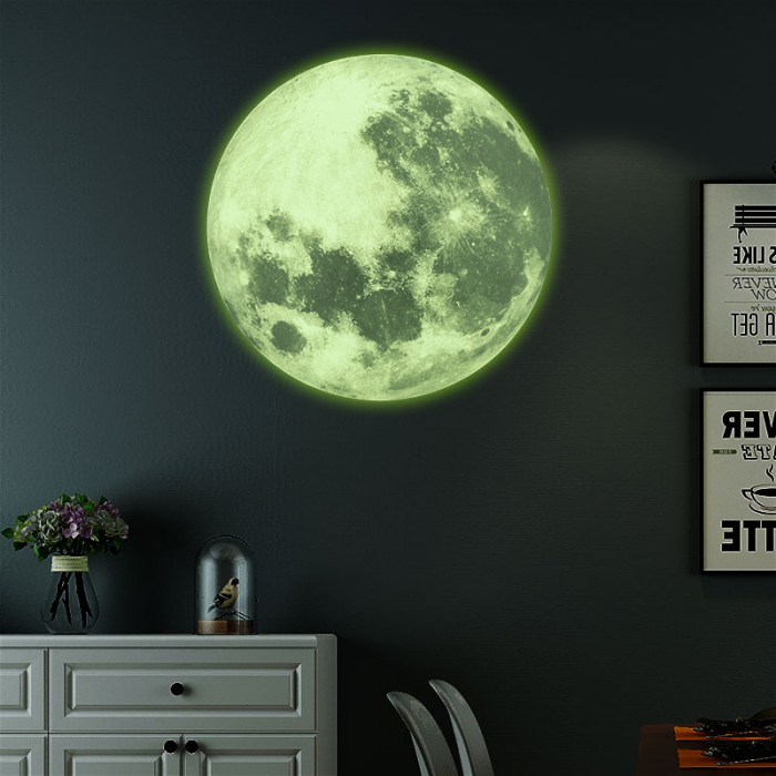 Sticker Glow in the dark Luxer, Autocolant Luna Fosforescenta, Verde, 20 cm,  stickere pamant terra pentru perete ieftin dormitor sufragerie autocolant emag luxer dedeman leroy globul pamantesc [5]