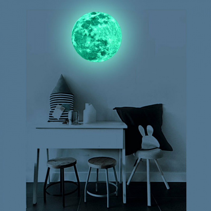 Sticker Glow in the dark Luxer, Autocolant Luna Fosforescenta, Verde, 20 cm,  stickere pamant terra pentru perete ieftin dormitor sufragerie autocolant emag luxer dedeman leroy globul pamantesc [7]